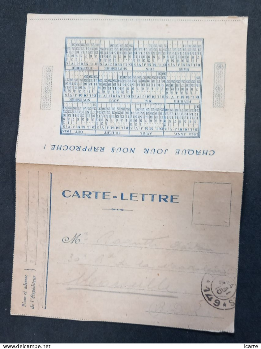 Carte-lettre Franchise Militaire Calendrier 1915 Du Secteur Postal 112 Vers Marseille Oblitérée Trésor Et Postes 149 - Guerre De 1914-18