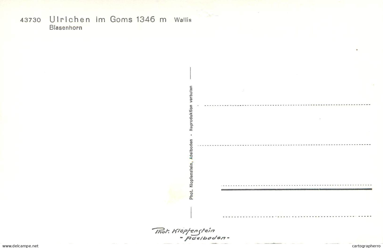 Postcard Switzerland Ulrichen Im Goms - Other & Unclassified