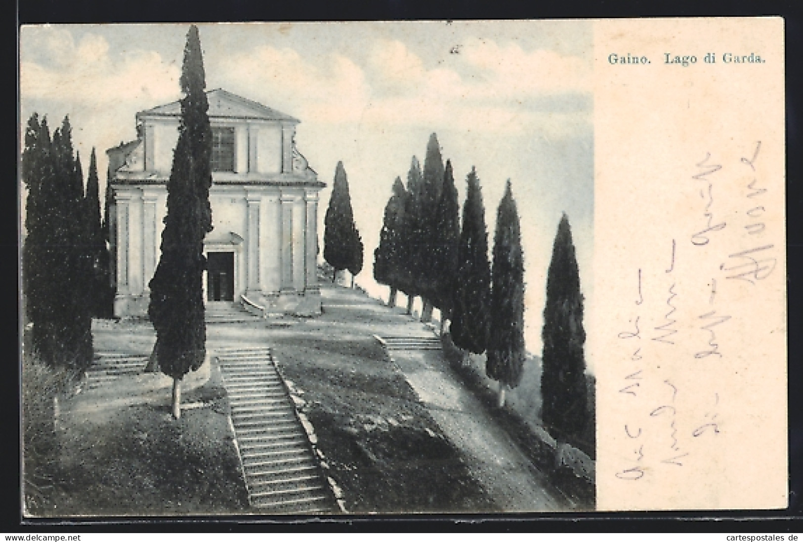 Cartolina Gaino /Lago Di Garda, Blick Auf Die Kirche  - Altri & Non Classificati