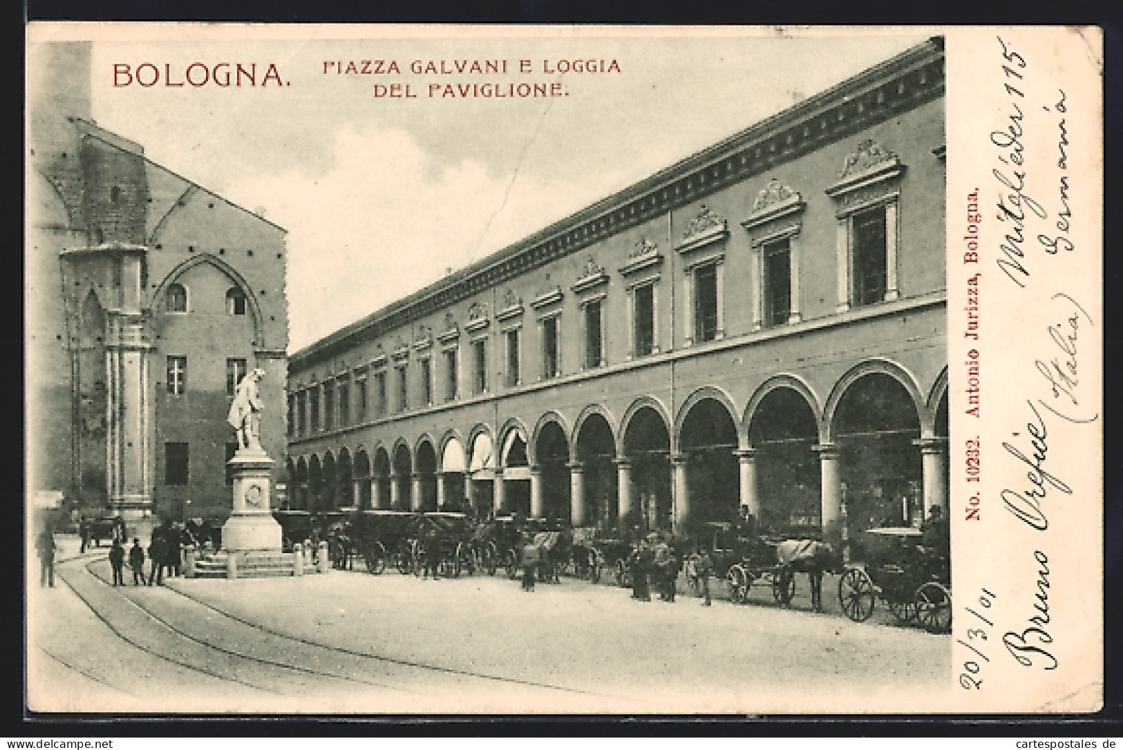 Cartolina Bologna, Piazza Galvani E Loggia Del Paviglione  - Bologna