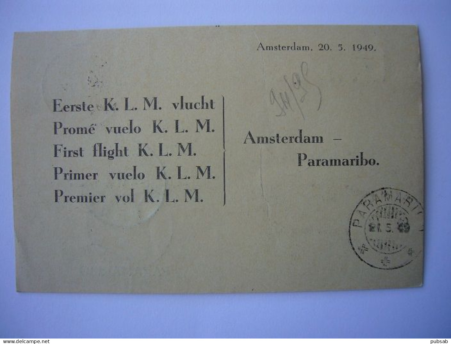 Avion / Airplane / KLM / DC-6 / First Flight Suriname - Nederland / May 23,1949 - 1946-....: Era Moderna