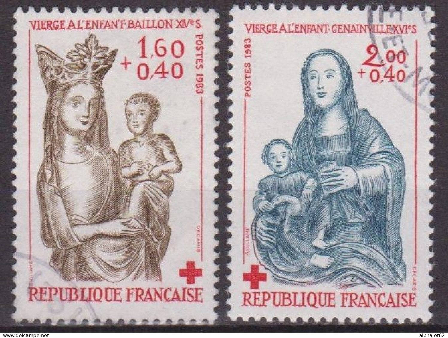 Croix Rouge - FRANCE - Sculptures En Bois Polychrome - N° 2295-2296 - 1983 - Used Stamps