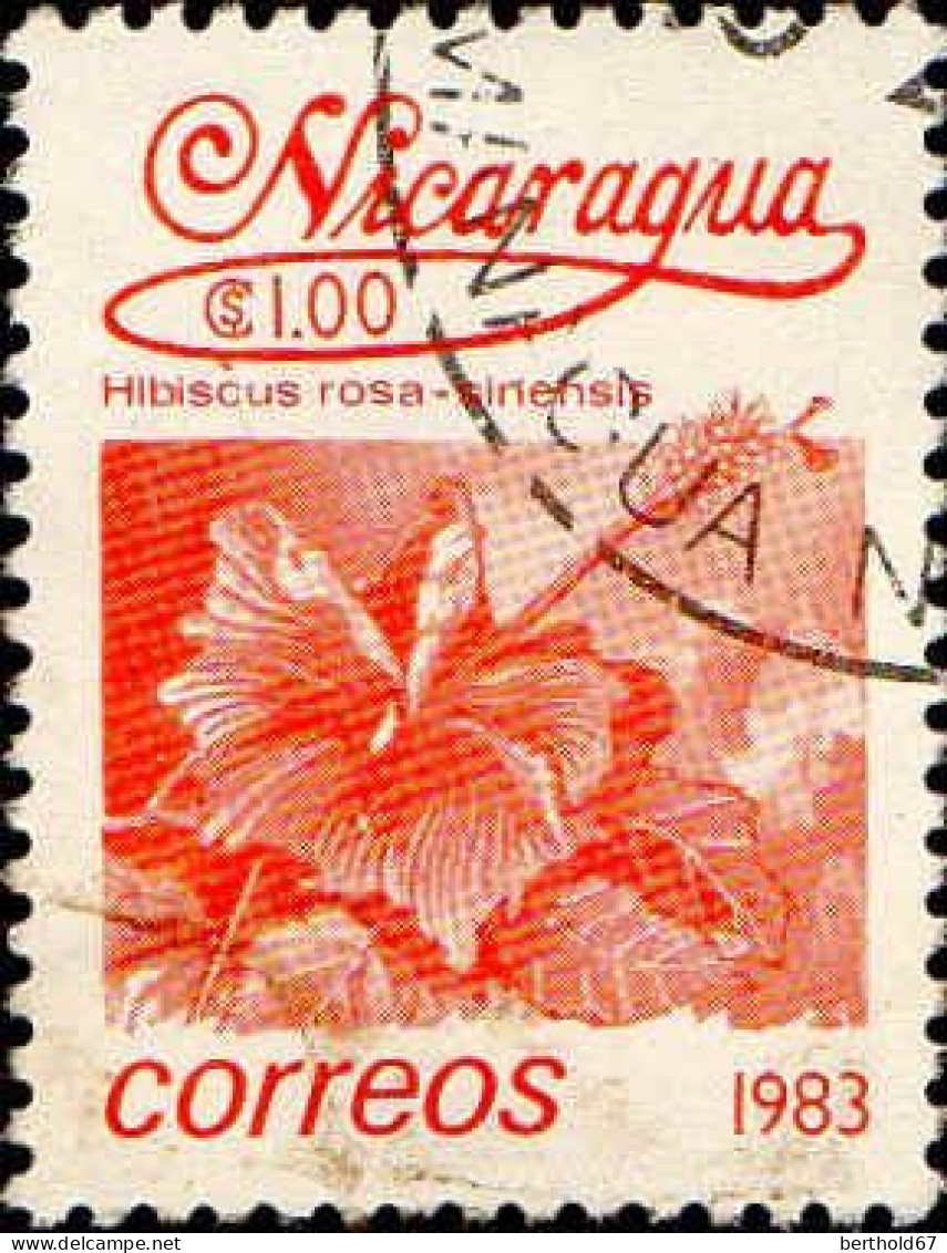 Nicaragua Poste Obl Yv:1252 Mi:2367 Hibiscus Rosa-sinensis (TB Cachet Rond) - Nicaragua