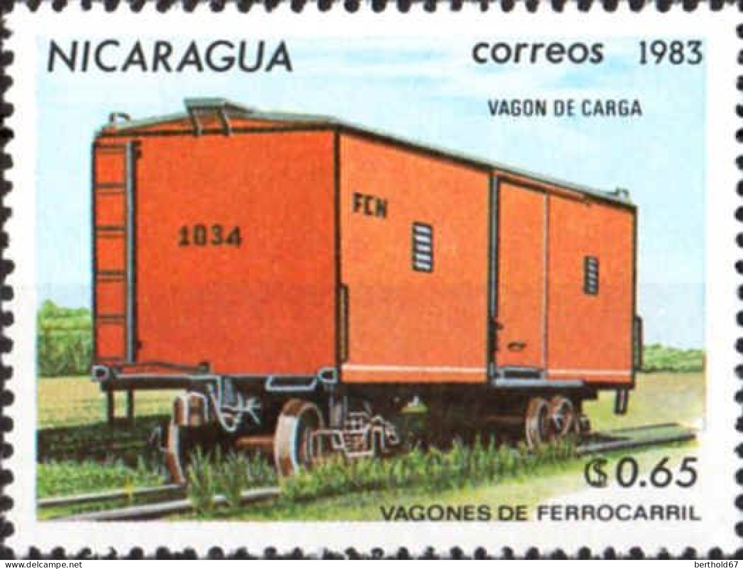 Nicaragua Poste N** Yv:1265 Mi:2388 Vagones De Ferrocarril Vagon De Carga - Nicaragua