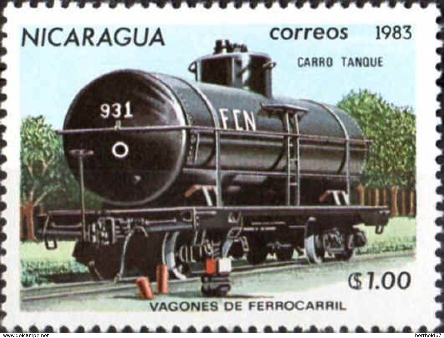 Nicaragua Poste N** Yv:1266 Mi:2389 Vagones De Ferrocarril Carro Tanque - Nicaragua