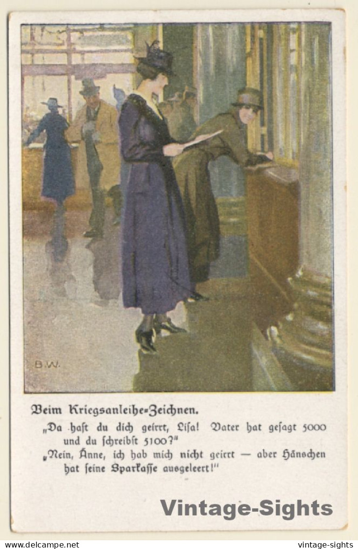 Brynolf Wennerberg: Elegante Damen Beim Kriegsanleihe Zeichnen (Vintage PC ~1910s) - Wennerberg, B.