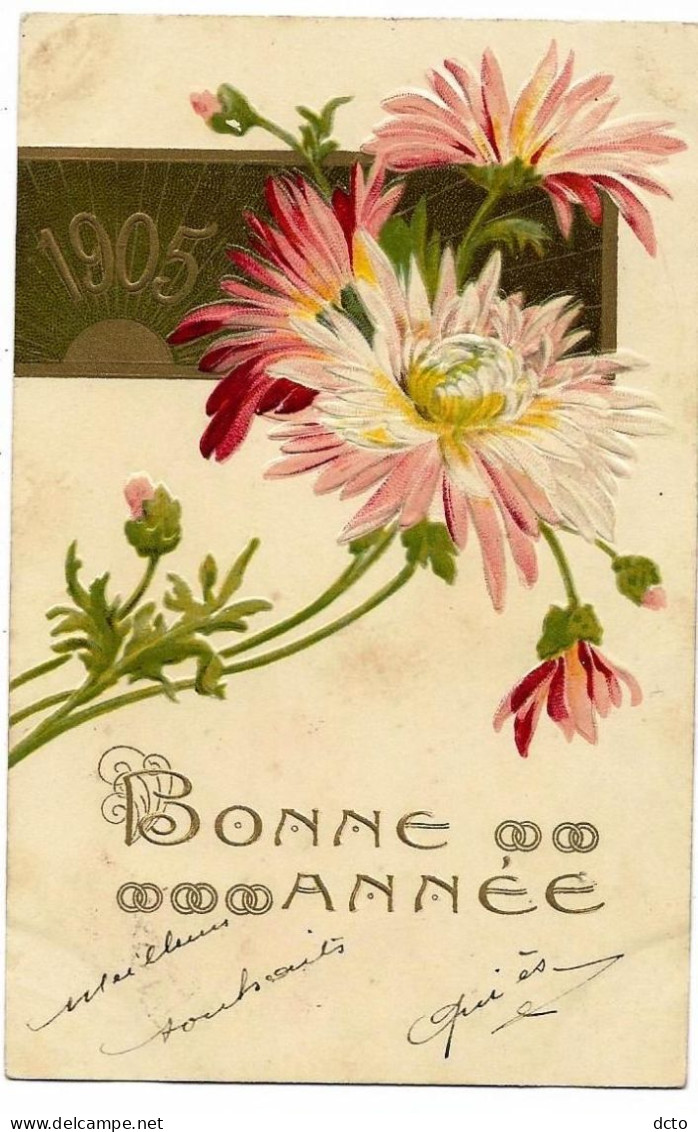 3 Cpa Fleurs Gaufrées Bonne Année 1905 - Neujahr