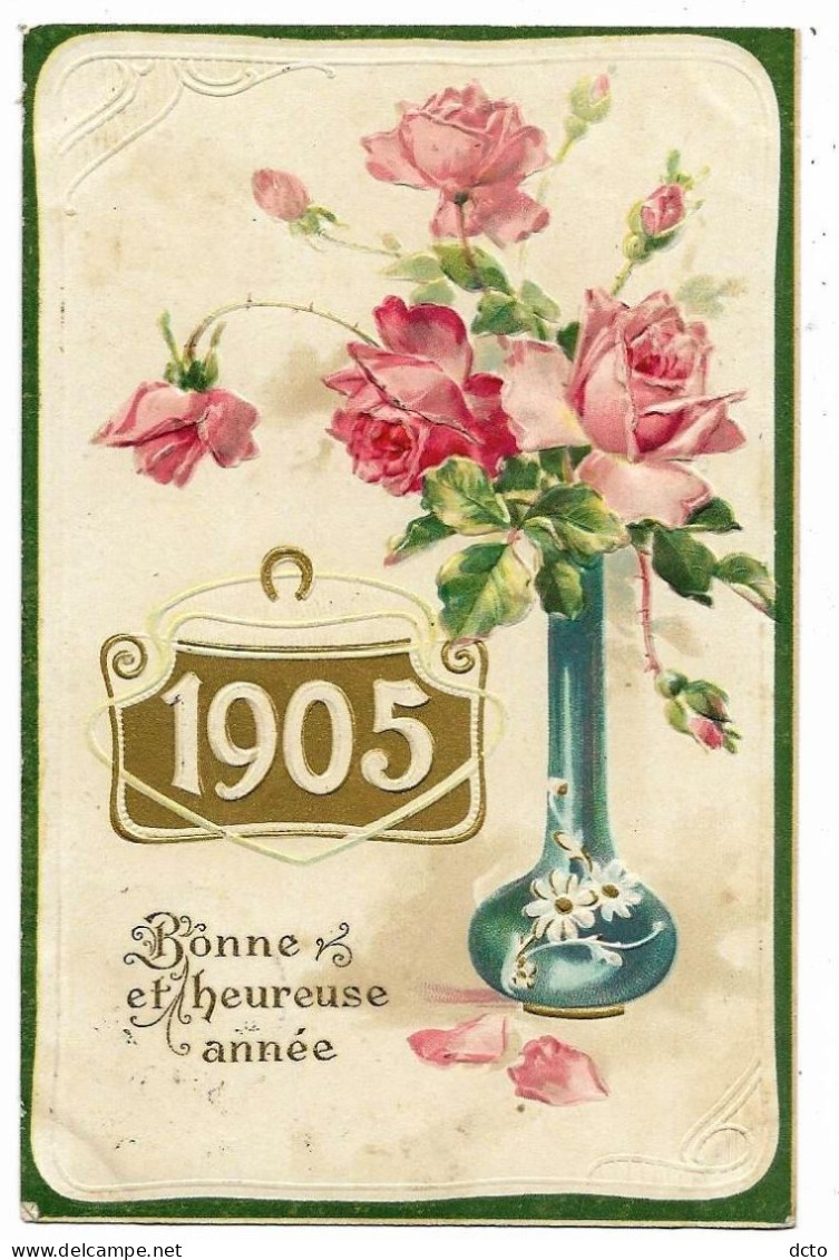 3 Cpa Fleurs Gaufrées Bonne Année 1905 - Anno Nuovo