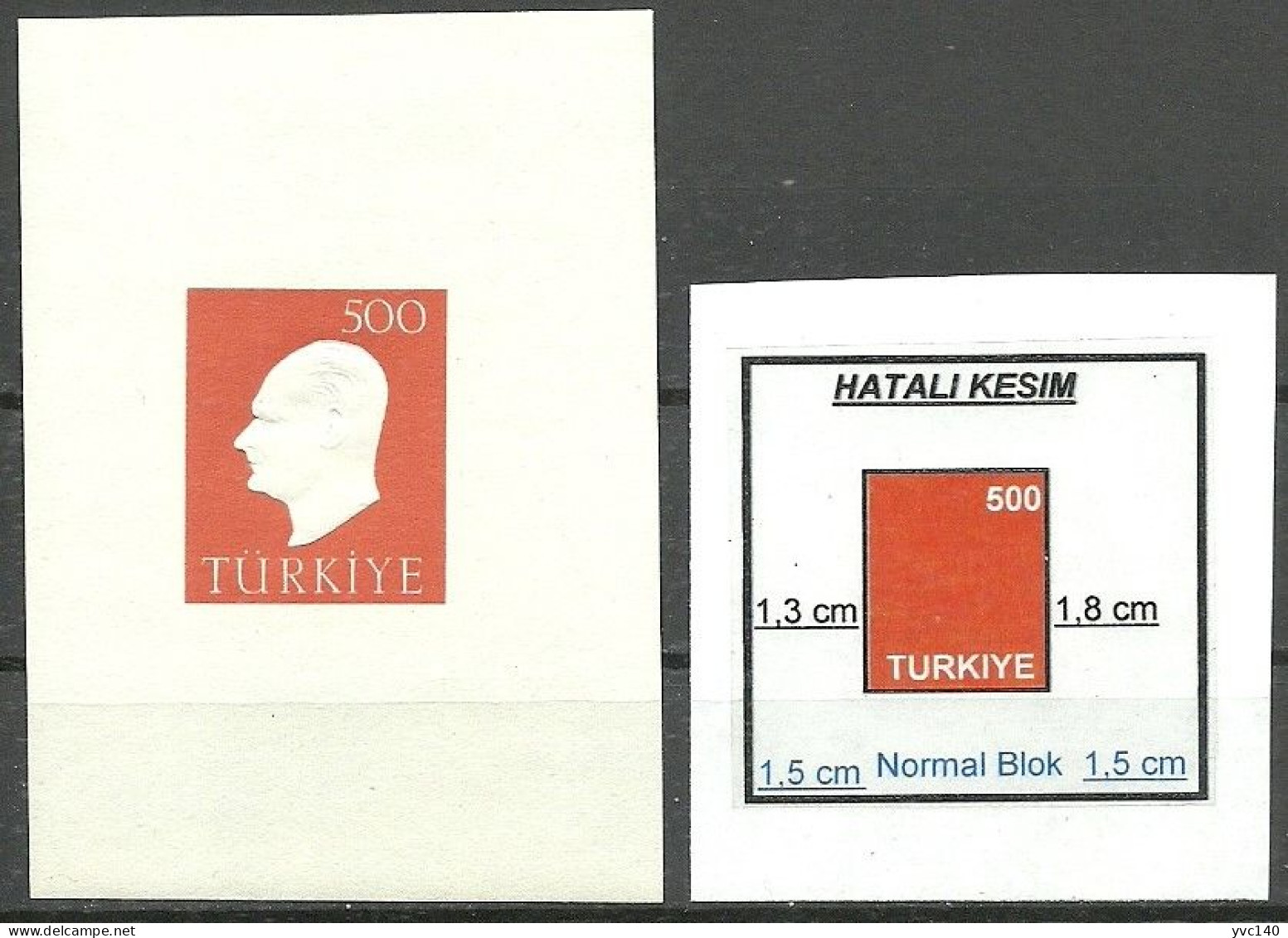 Turkey; 1959 Souvenir Sheet With The Embossed Portrait Of Ataturk "Miscut ERROR" - Unused Stamps
