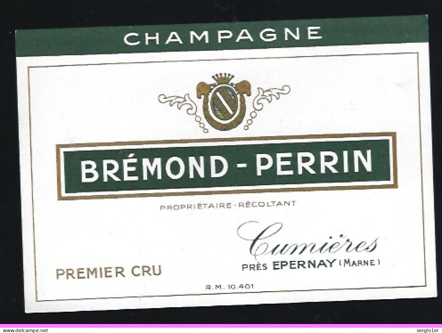 Etiquette Champagne  1er Cru Brémond Perrin   Cumieres  Marne 51 - Champagner