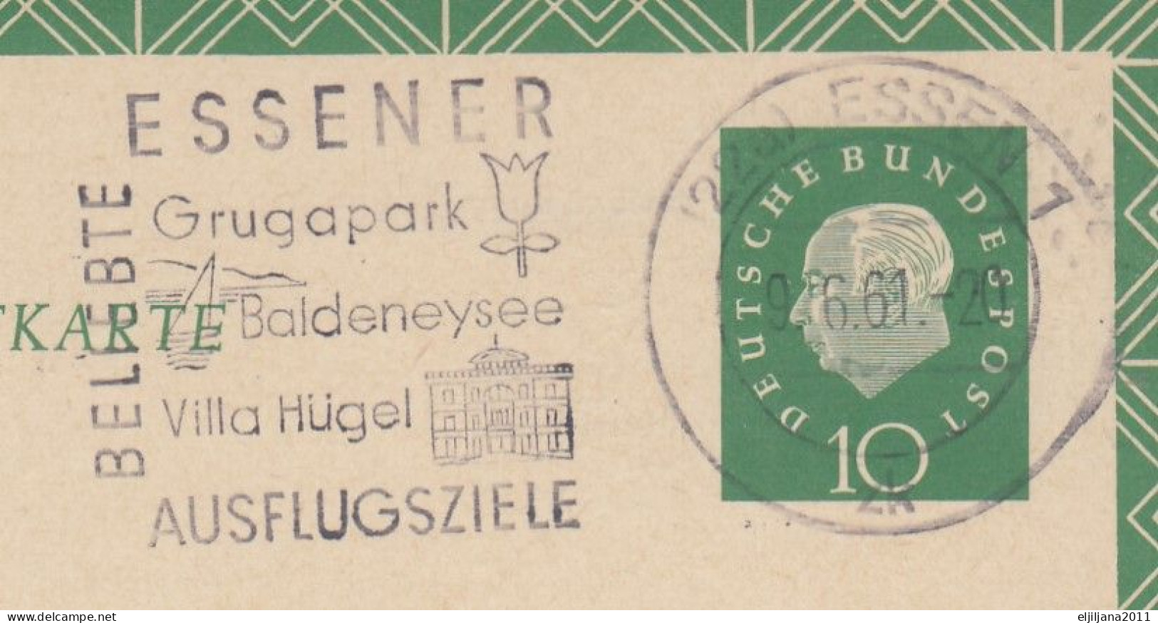 ⁕ Germany 1961 Deutsche BundesPost ⁕ FUNKLOTTERIE (24a) Hamburg 1 ⁕ ESSEN Postmark ⁕ Stationery Postcard - Cartoline - Usati