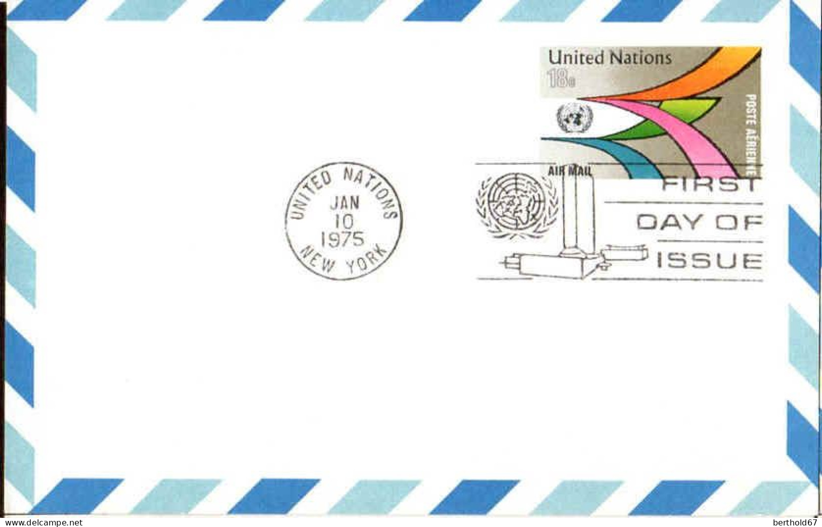 ONU (New-York) Entier-P Fdc (200) Air Mail 18c 10jan1975 - FDC