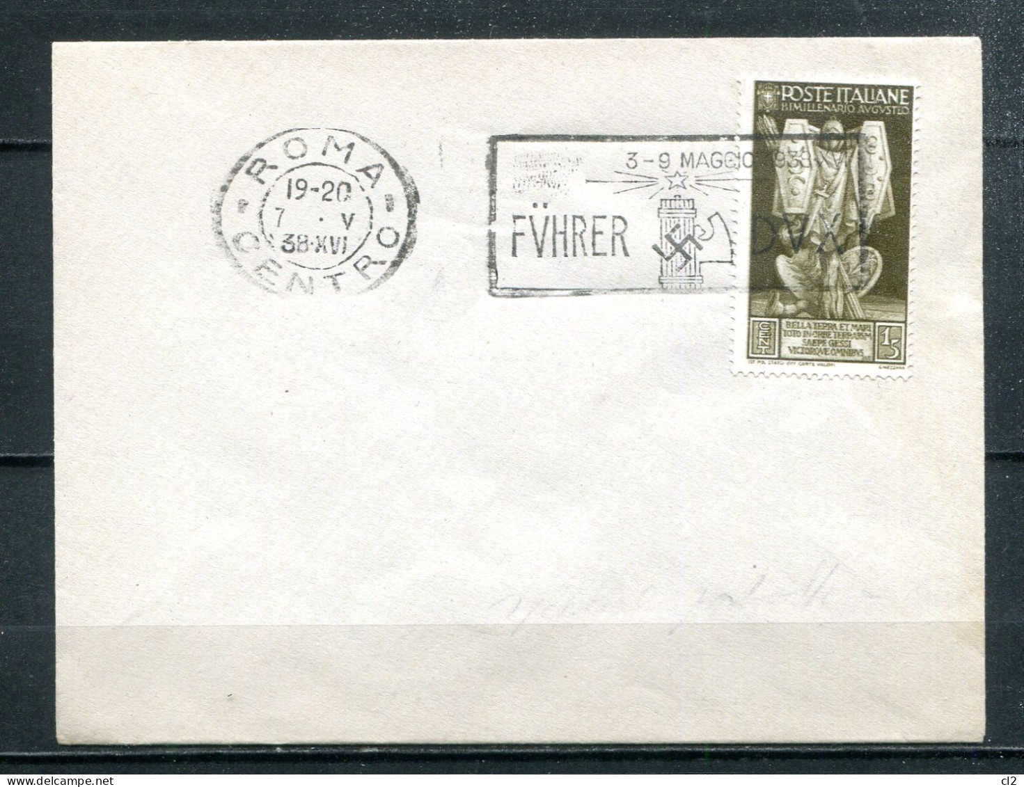 ITALIE - Y&T 397 - ROMA CENTRO - 3-9 MAGGIO 1938 - FÜHRER - DUX (rencontre D'Hitler Et De Mussolini) - Storia Postale