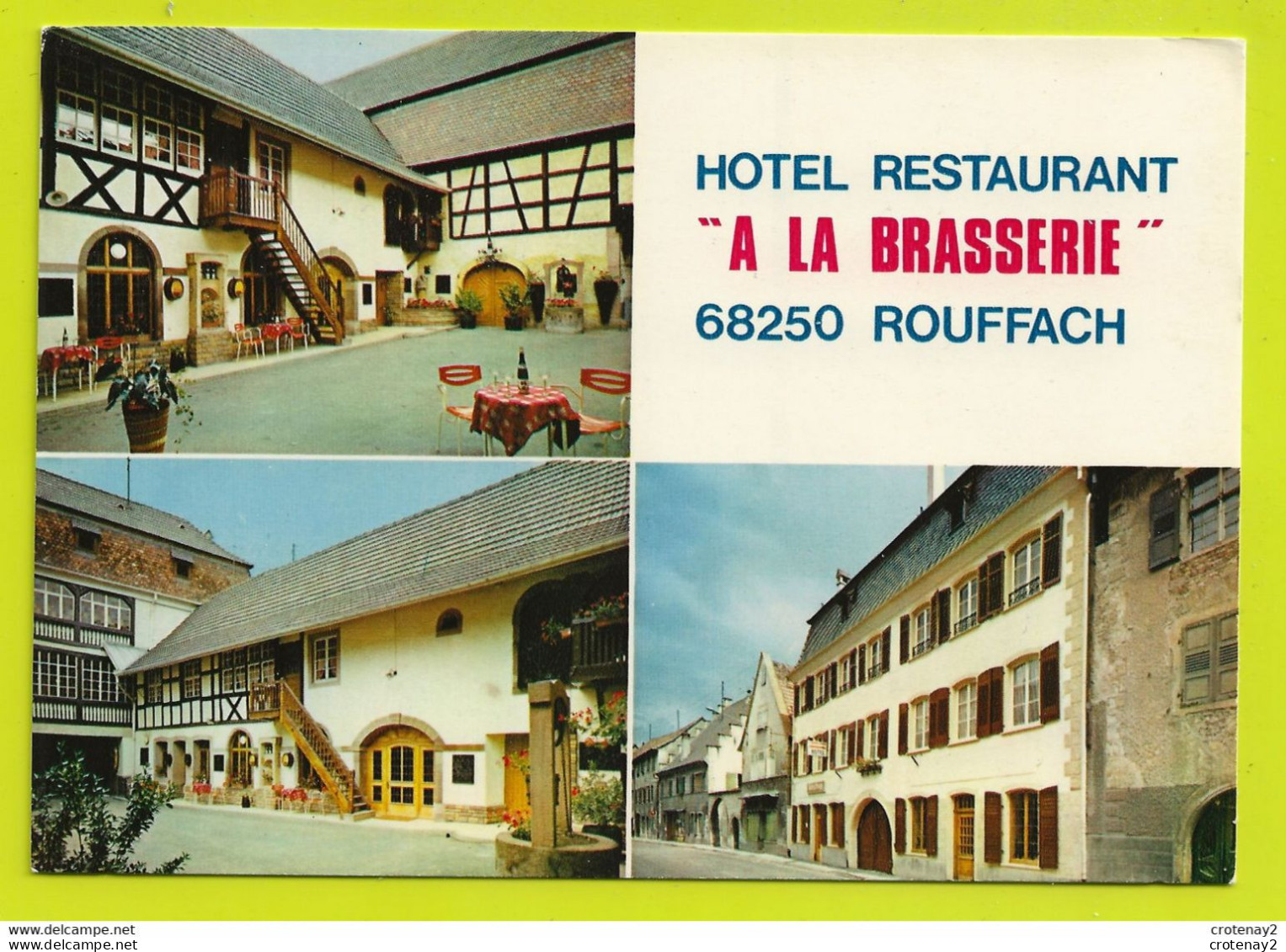 68 ROUFFACH Hôtel Restaurant A LA BRASSERIE N°1356 En 3 Vues De 1988 Propriétaire Henri WITZ VOIR DOS - Rouffach