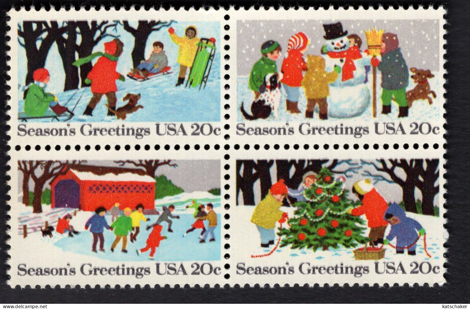 205990182 1982 SCOTT 2030A POSTFRIS MINT NEVER HINGED  (XX) - CHRISTMAS - SEASONS GREETINGS - CHILDREN DOG CAT - Unused Stamps