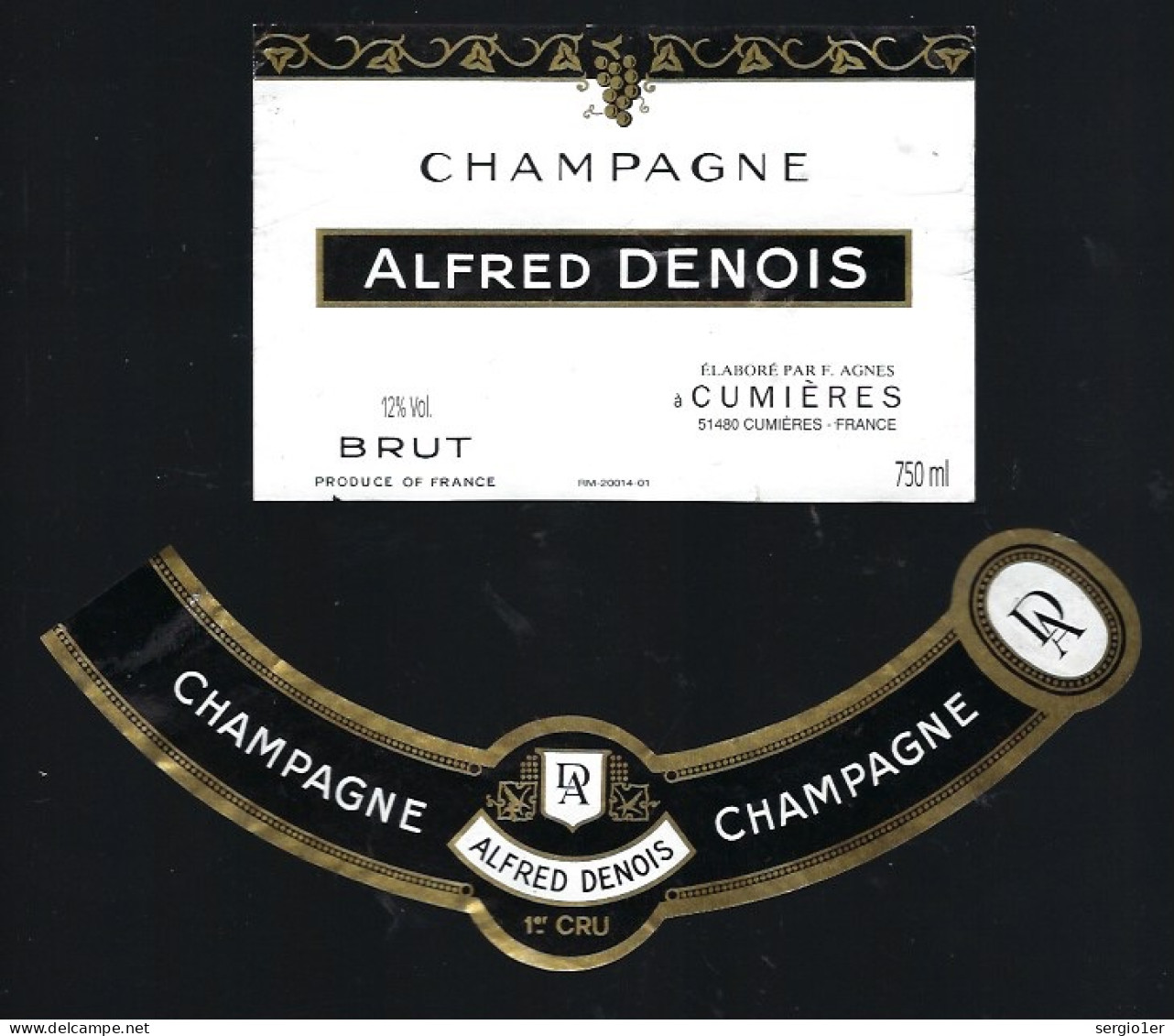 Etiquette Champagne  Brut Alfred Denois Cumieres  Marne 51 élaboré Par F Agnes à Cumieres - Champagne
