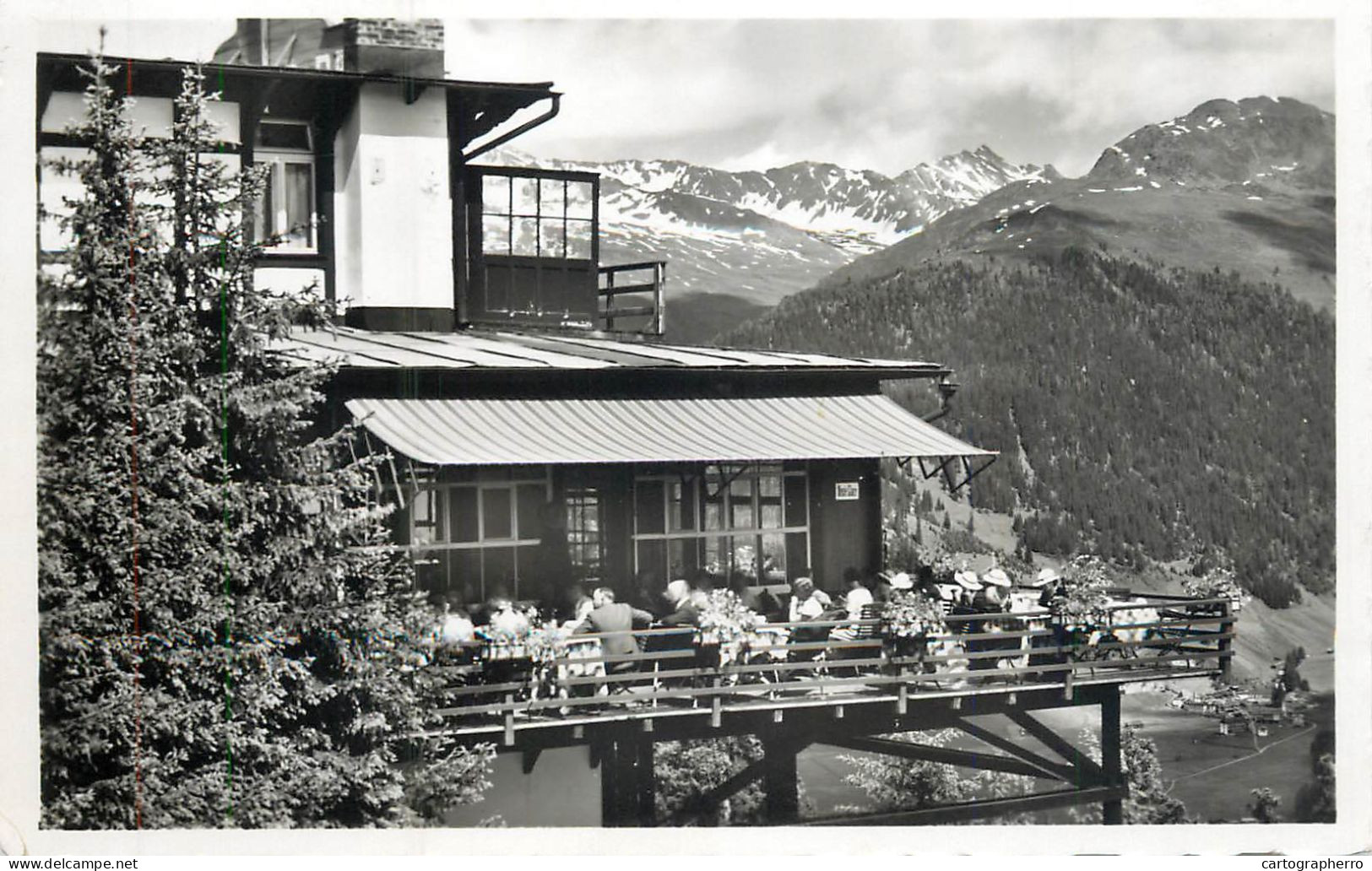 Postcard Switzerland Restaurant Terrasse Schatzalp 1957 - Sonstige & Ohne Zuordnung