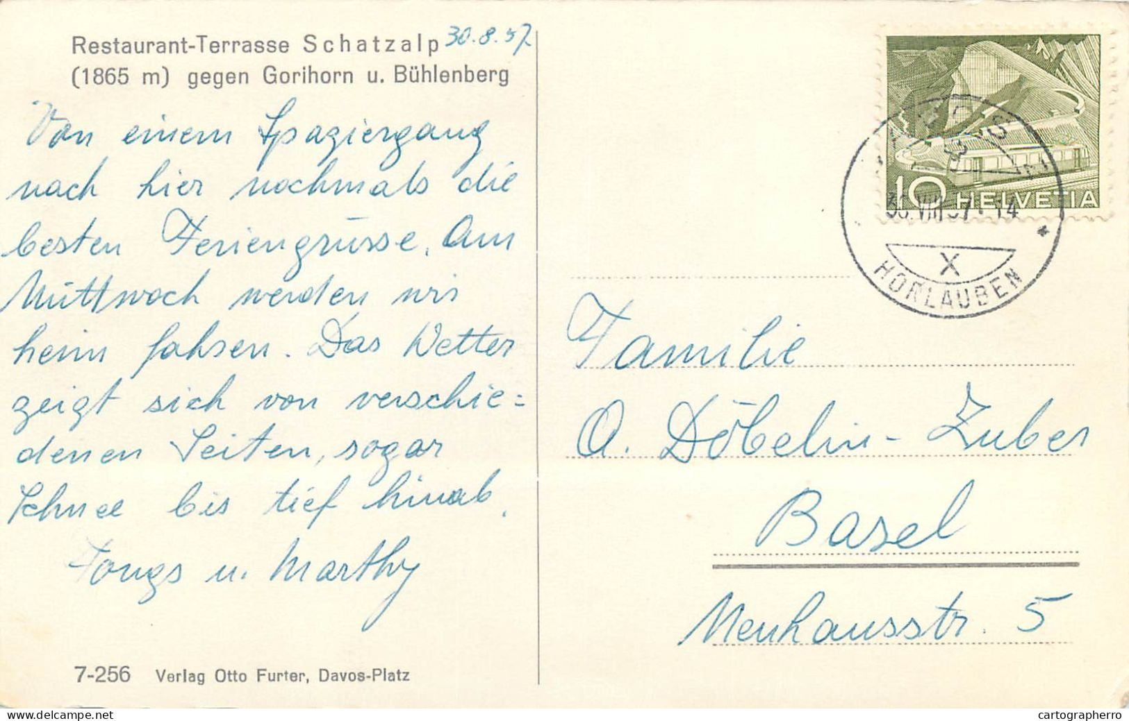 Postcard Switzerland Restaurant Terrasse Schatzalp 1957 - Andere & Zonder Classificatie