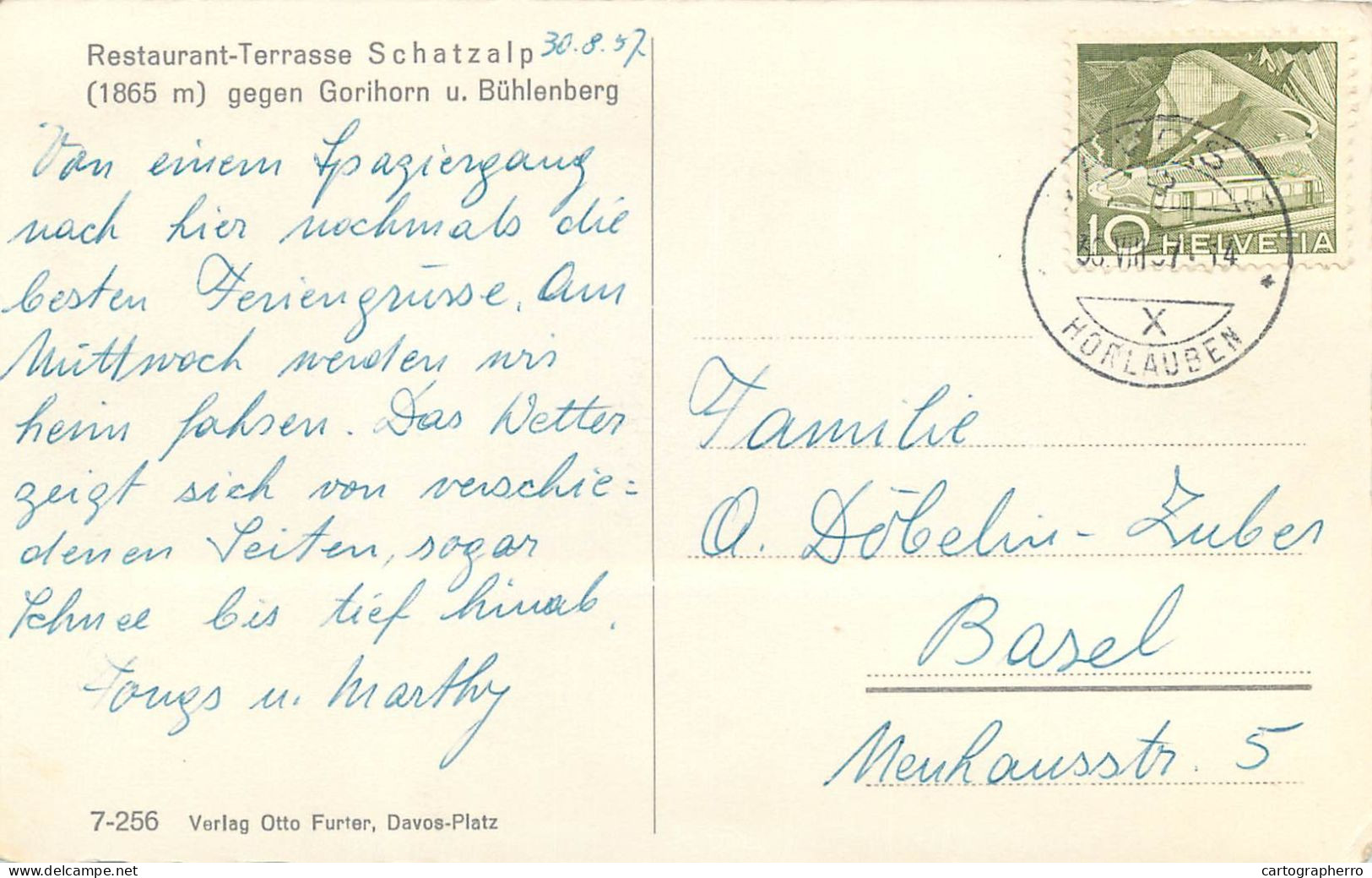 Postcard Switzerland Restaurant Terrasse Schatzalp 1957 - Sonstige & Ohne Zuordnung