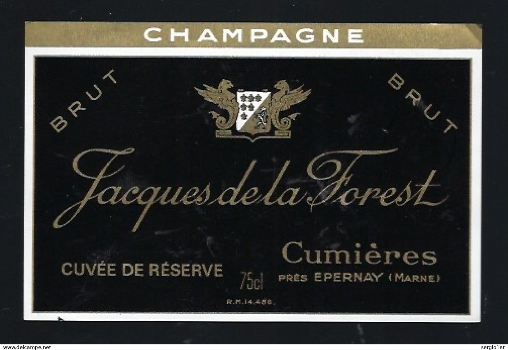 Etiquette Champagne  Brut  Cuvée De Réserve Jacques De La Forest Cumieres  Marne 51 - Champagner