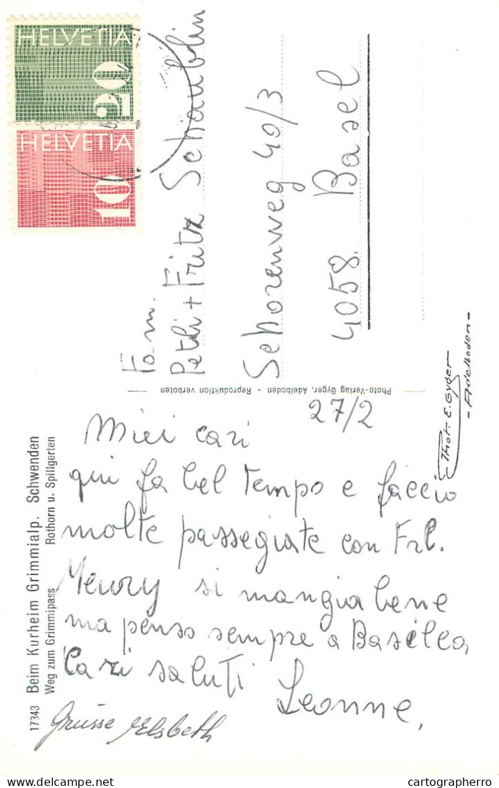 Postcard Switzerland Schwenden Beim Kurheim Grimmialp - Autres & Non Classés