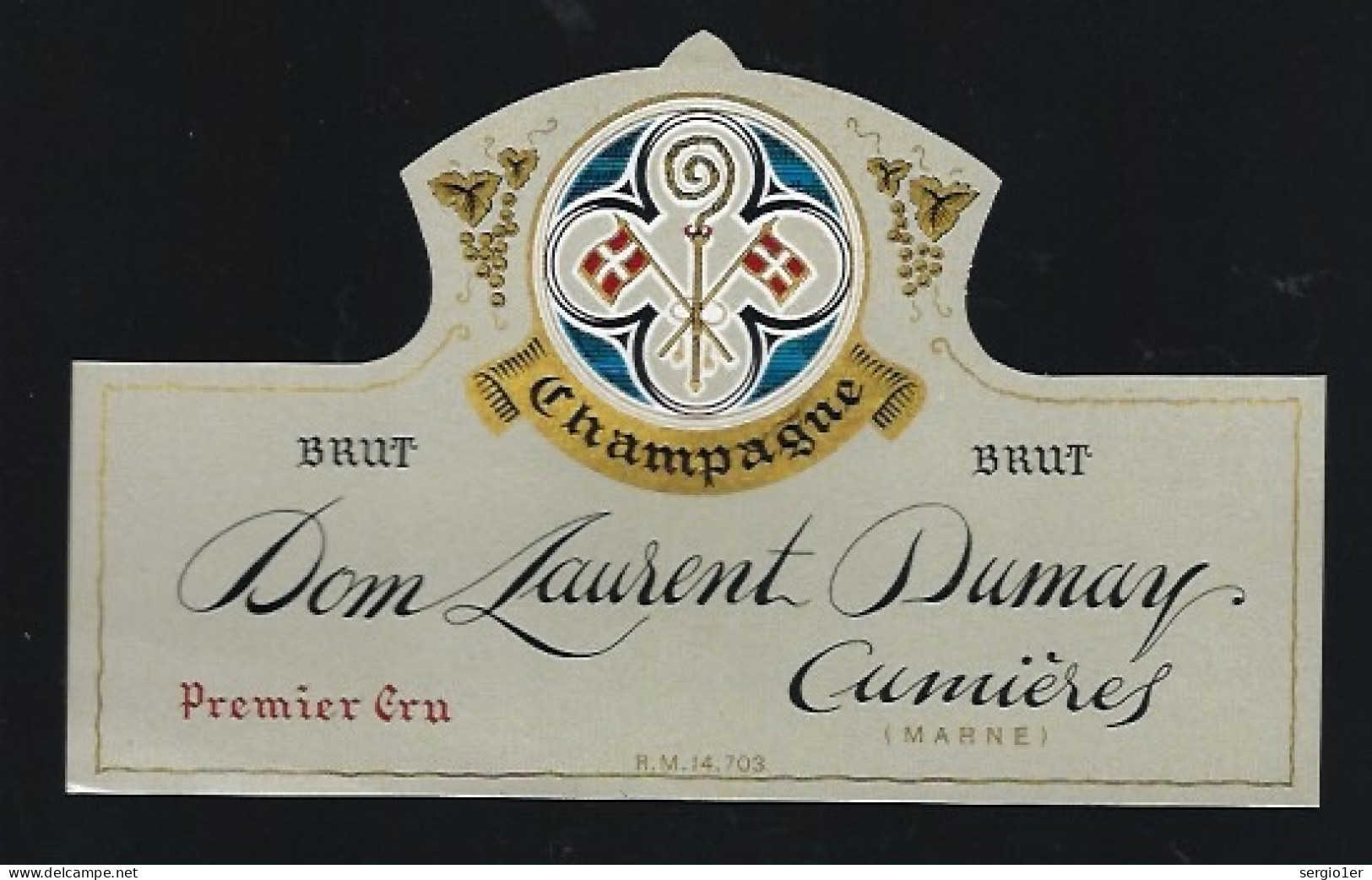 Etiquette Champagne  Brut  1er Cru  Dom Laurent Dumay  Cumieres  Marne 51 - Champagne