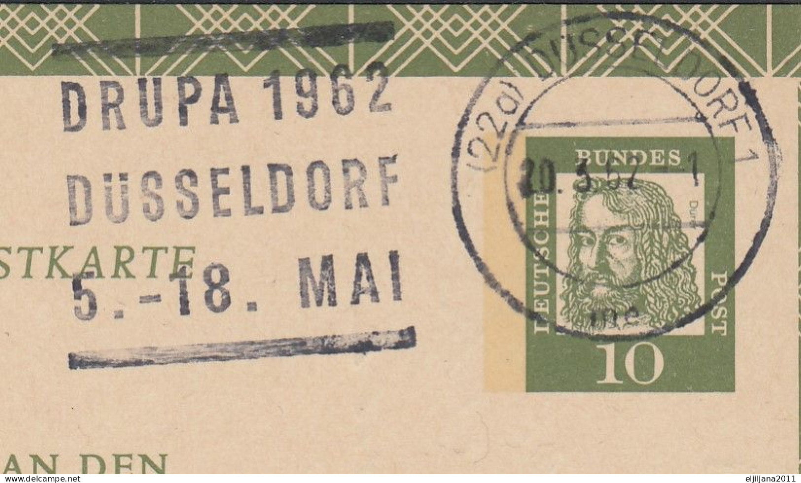 ⁕ Germany 1962 Deutsche BundesPost ⁕ FUNKLOTTERIE E.V.  2 Hamburg 1 ⁕ Düsseldorf Postmark ⁕ Stationery Postcard - Postkarten - Gebraucht