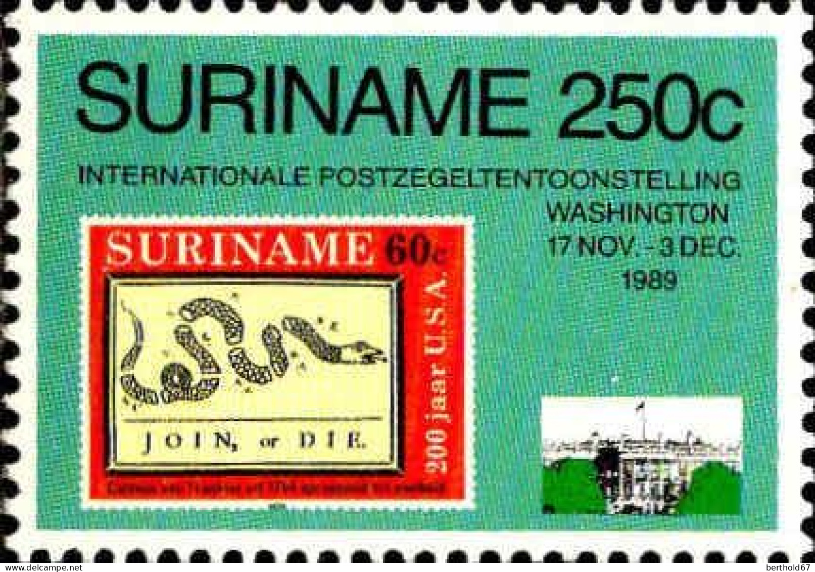 Suriname Poste N** Yv:1168/1170 Exposition Philatélique Washington - Suriname