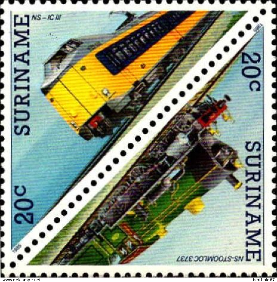 Suriname Poste N** Yv:1002/1013 Locomotives - Surinam