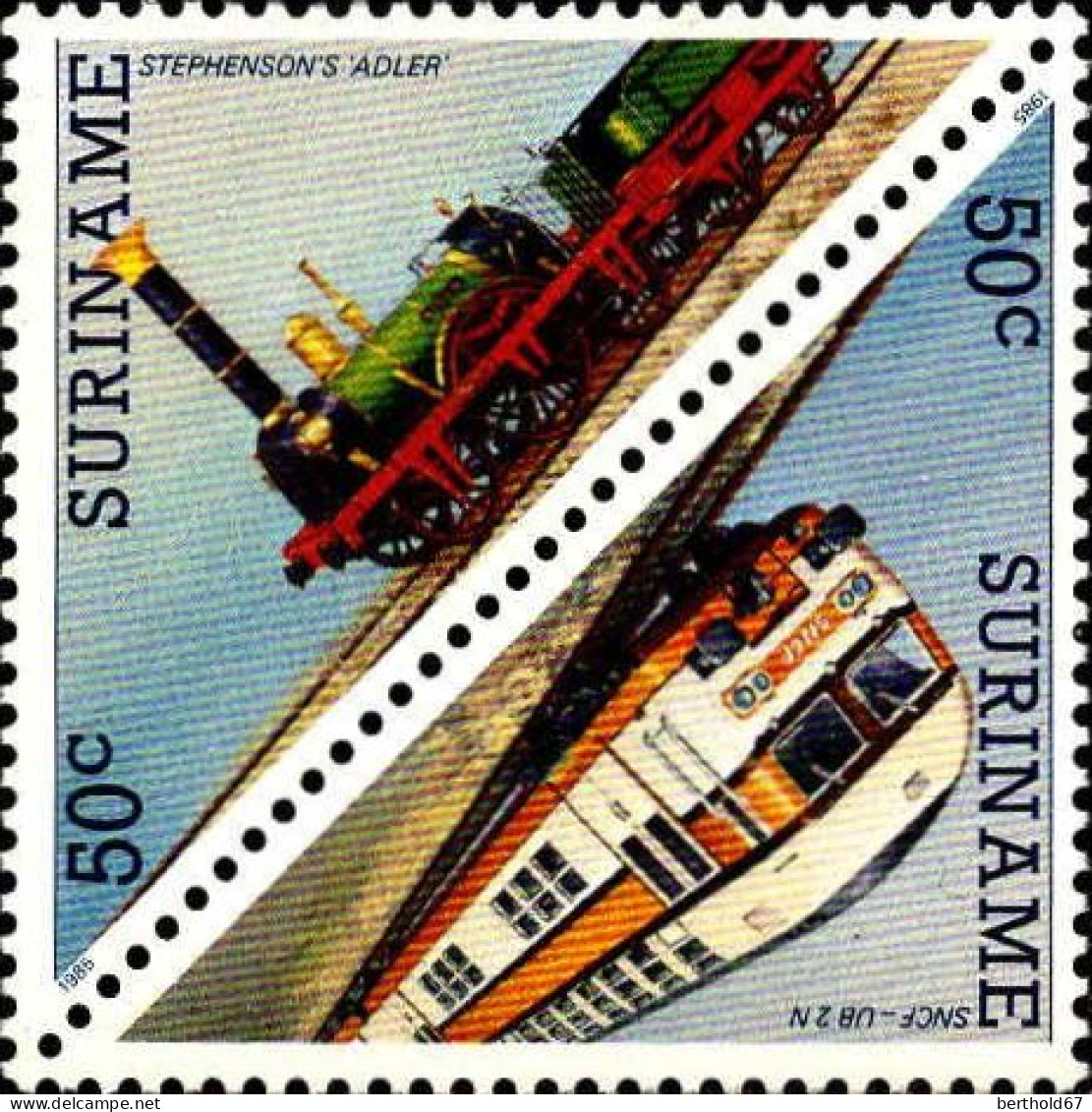 Suriname Poste N** Yv:1002/1013 Locomotives - Suriname