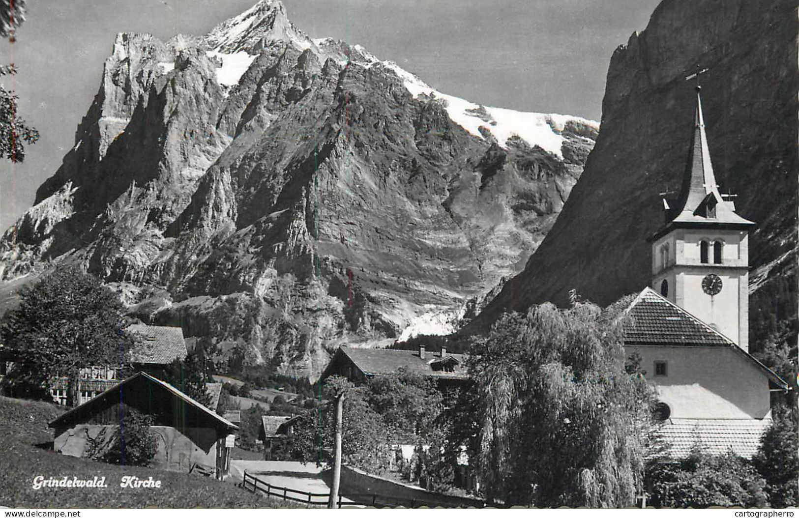 Postcard Switzerland Grindelwald Church - Andere & Zonder Classificatie