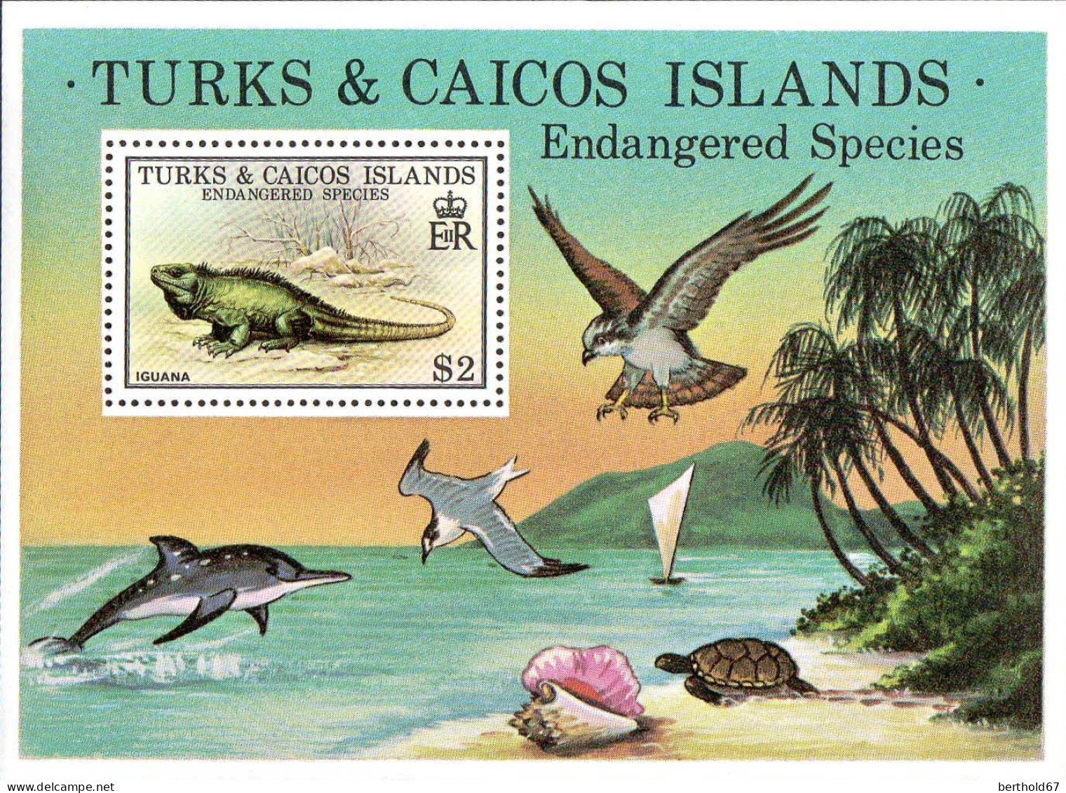 Turks & Caicos Bloc N** Yv: 14 Mi:14 Endangeres Species Iguana - Turks & Caicos (I. Turques Et Caïques)