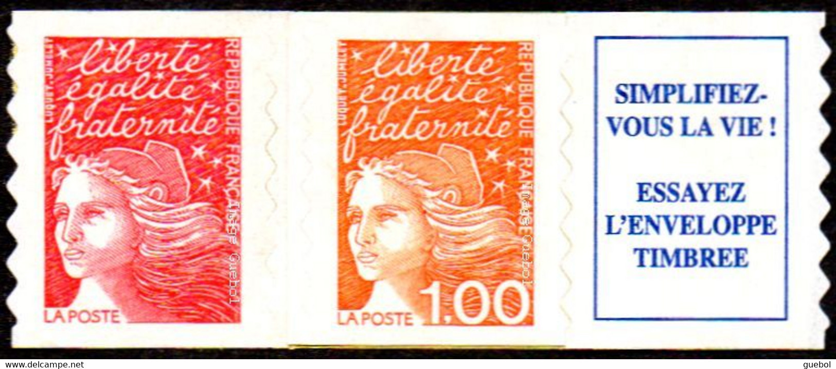 France Autoadhésif ** N°   16.b Au Modèle 3101.b - Marianne Du 14 Juillet De Luquet, Les Tvp + 1f00 Orange + Vignette - Unused Stamps