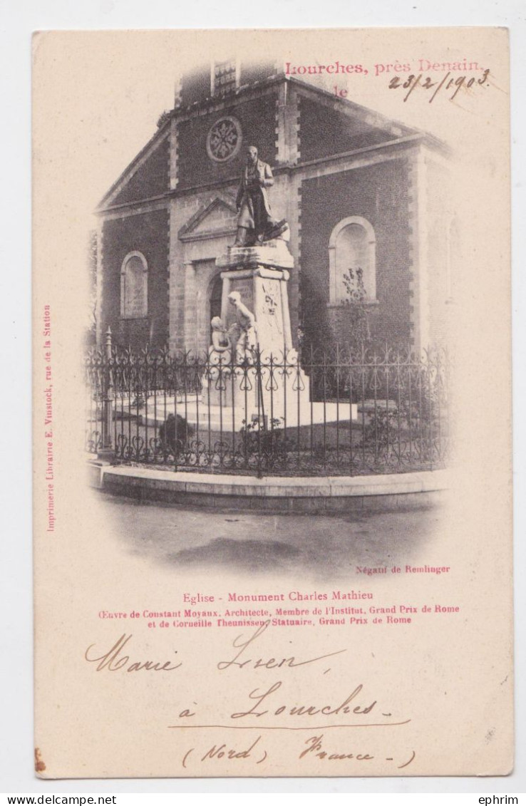 Lourches Près Denain Eglise Monument Charles Mathieu - Denain