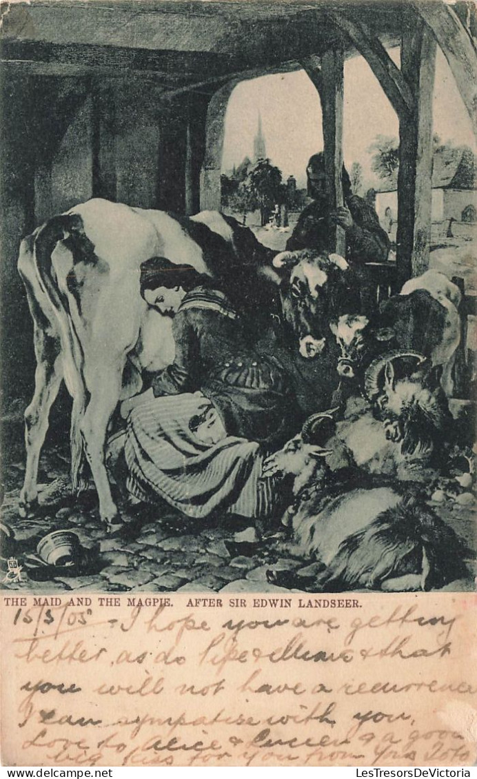 PEINTURES & TABLEAUX - The Maid And The Magpie - Edwin Landseer - Carte Postale Ancienne - Peintures & Tableaux