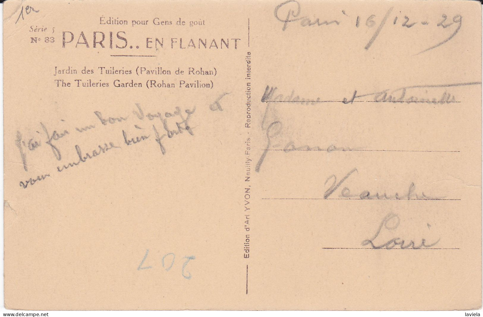 75 PARIS 1er - Jardin Des Tuileries (Pavillon De Rohan) - Circulée 1929 - Parken, Tuinen
