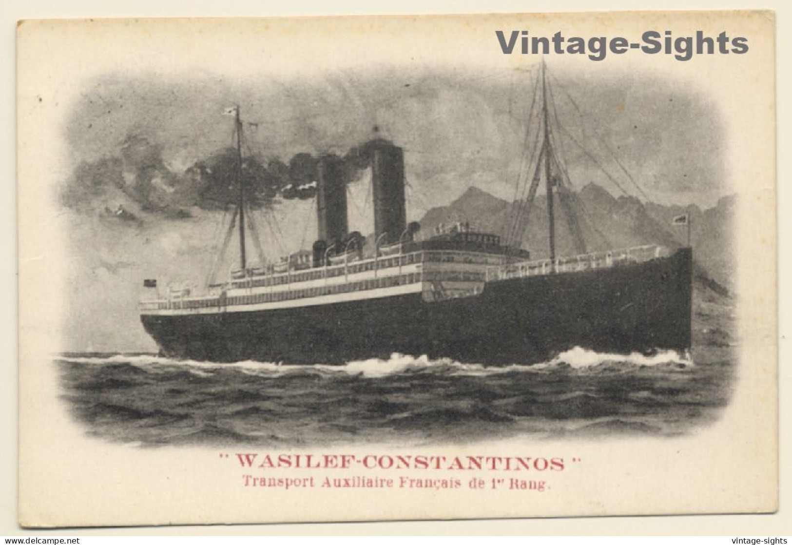 S.S. Wasilef-Constantinos / Steamer - Transport Auxilaire Francais (Vintage PC 1918) - Passagiersschepen