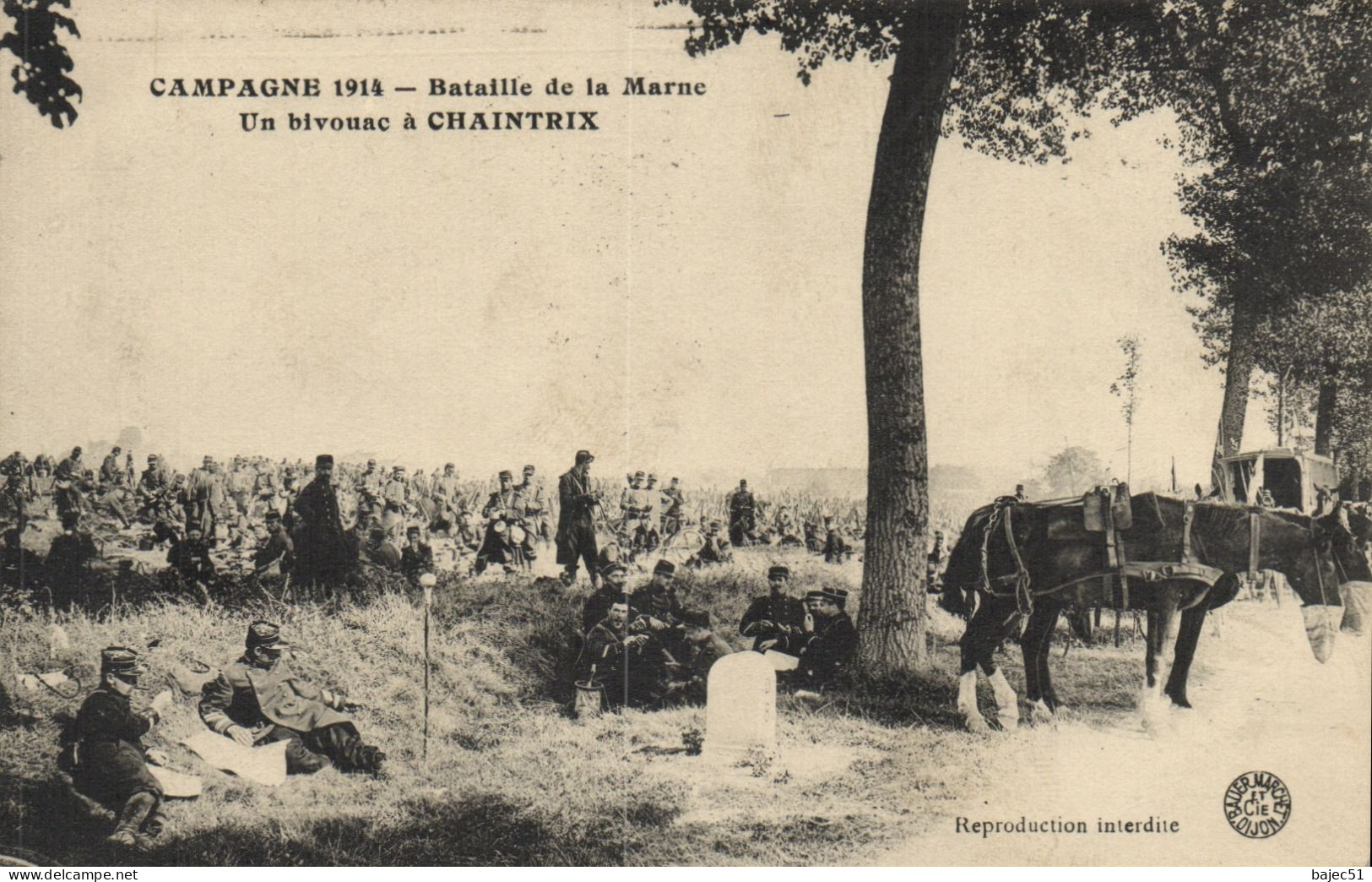 Campagne 1914 - Bataille De La Marne - Un Bivouac à Chaintrix "animés" "militaire" - Altri & Non Classificati