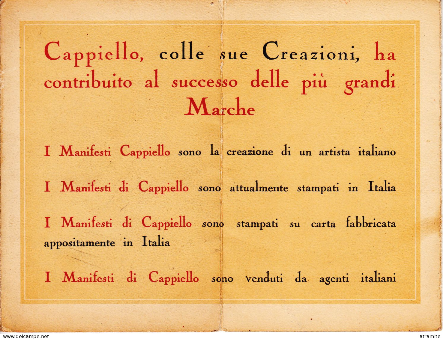 CAPPIELLO - Carnet Catalogo AFFICHES - Sei Pagine Formato Cartolina - Other & Unclassified