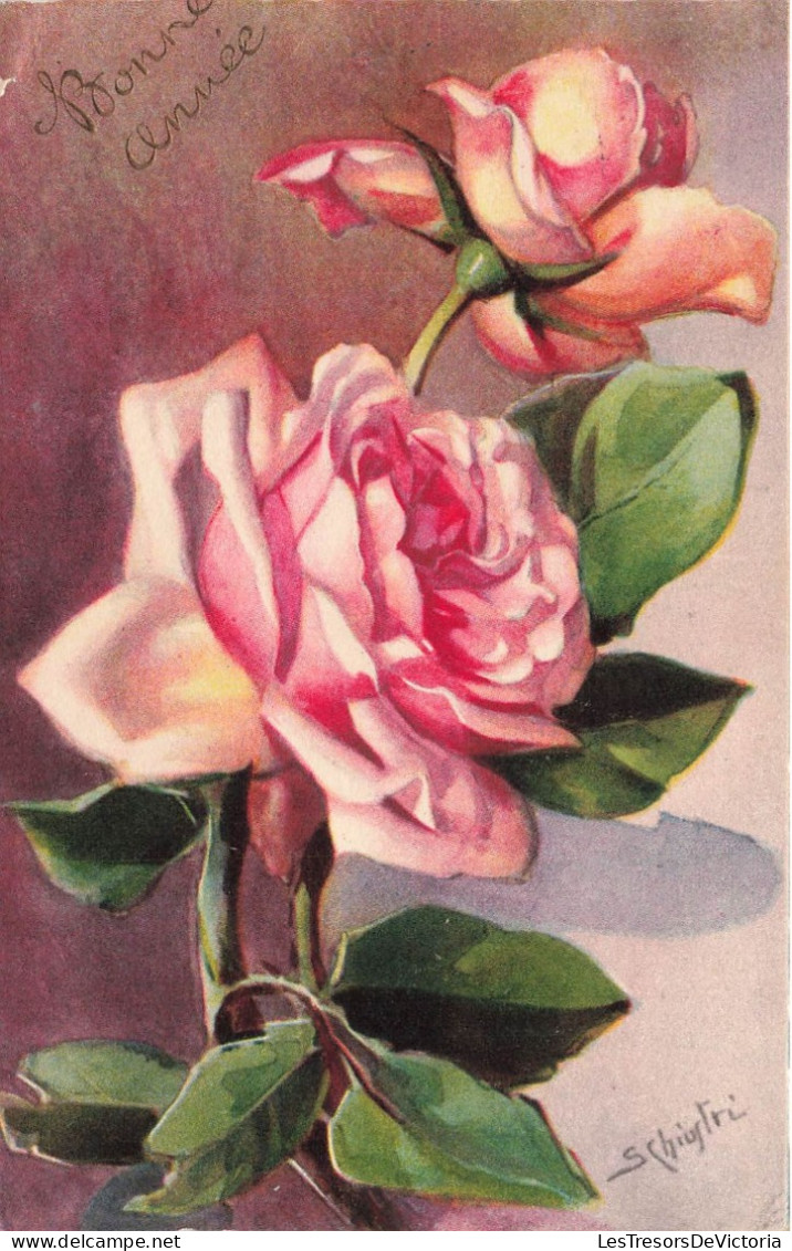 FETES ET VOEUX - Nouvel An - Deux Roses - Colorisé - Carte Postale Ancienne - Anno Nuovo