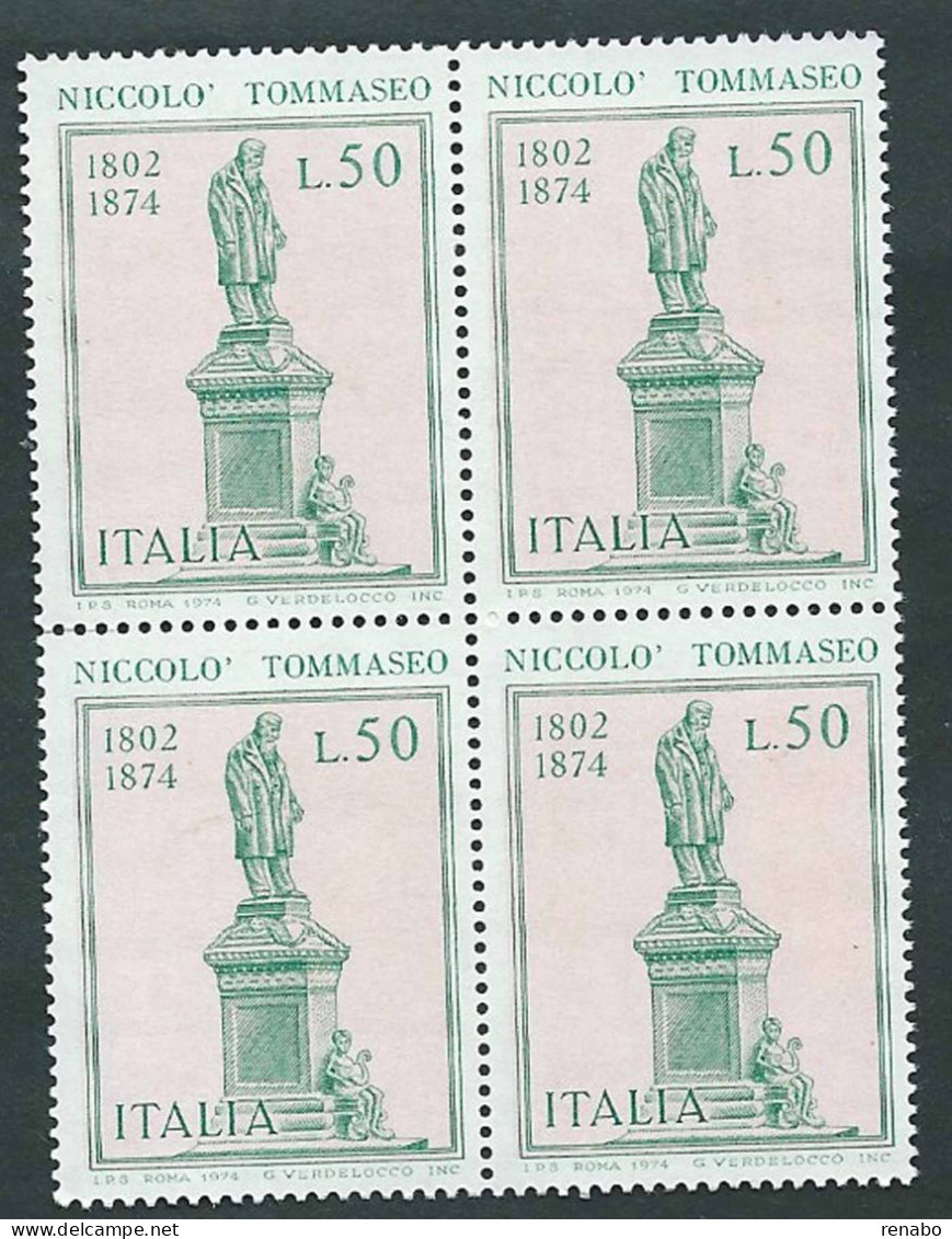 Italia 1974; Niccolò Tommaseo Scrittore E Patriota, Anniversario Della Morte. Quartina. - 1971-80: Mint/hinged