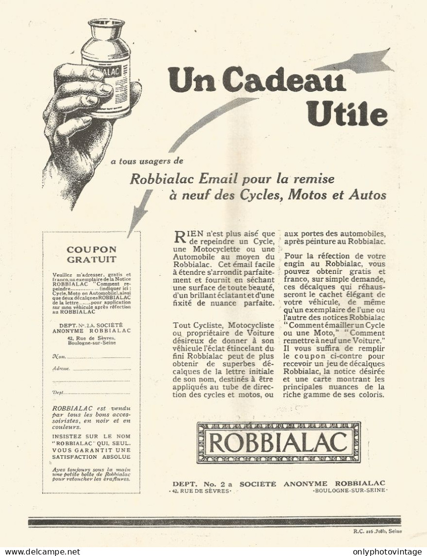 ROBBIALAC - Pubblicitï¿½ Del 1925 - Old Advertising - Advertising