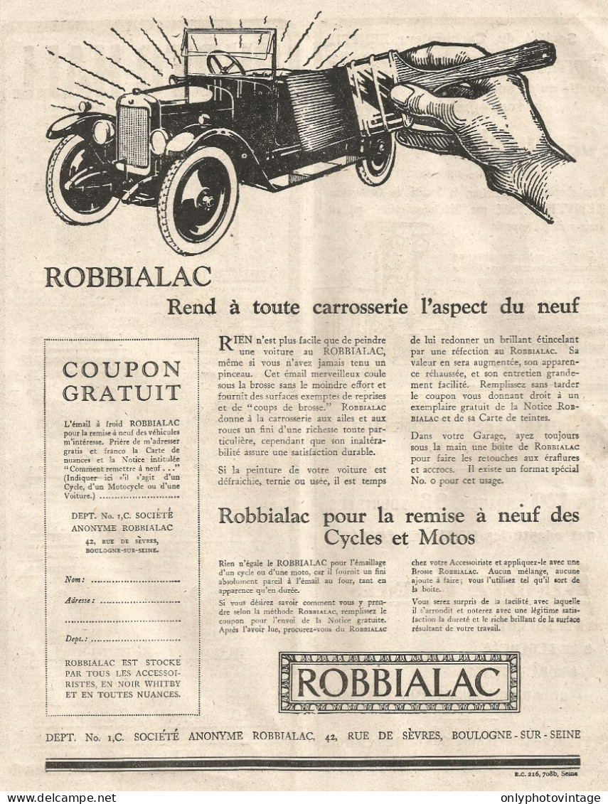 ROBBIALAC - Pubblicitï¿½ Del 1925 - Old Advertising - Advertising