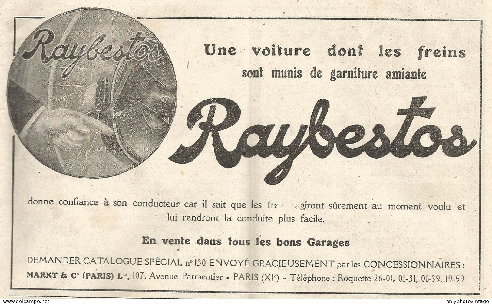 Freni RAYBESTOS - Pubblicitï¿½ Del 1925 - Old Advertising - Advertising