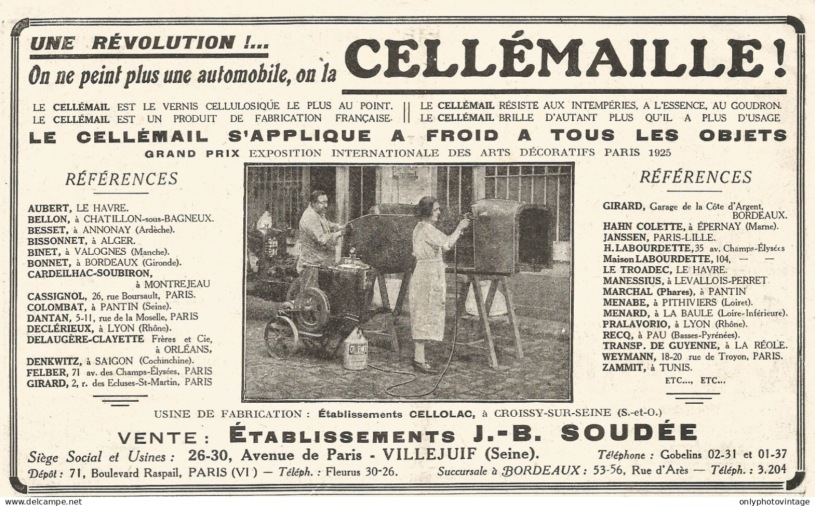 Vernici Cellï¿½maille - Pubblicitï¿½ Del 1926 - Old Advertising - Advertising