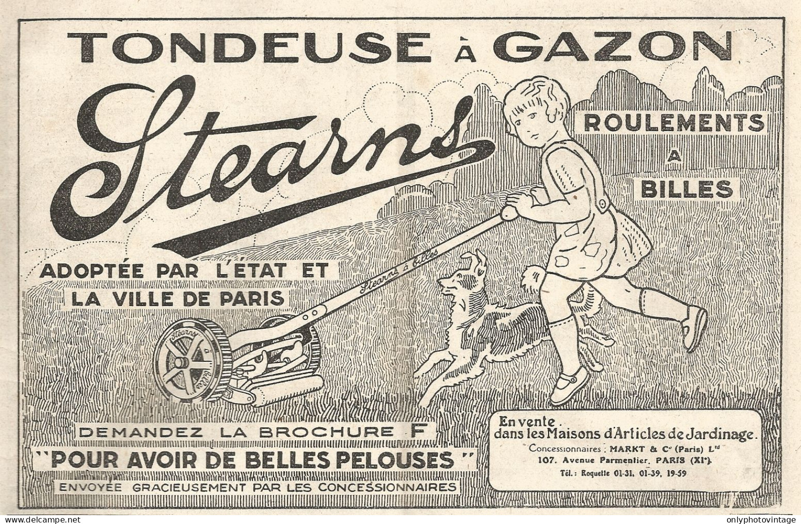 Tosaerba STEARNS - Illustrazione - Pubblicitï¿½ Del 1925 - Old Advertising - Advertising