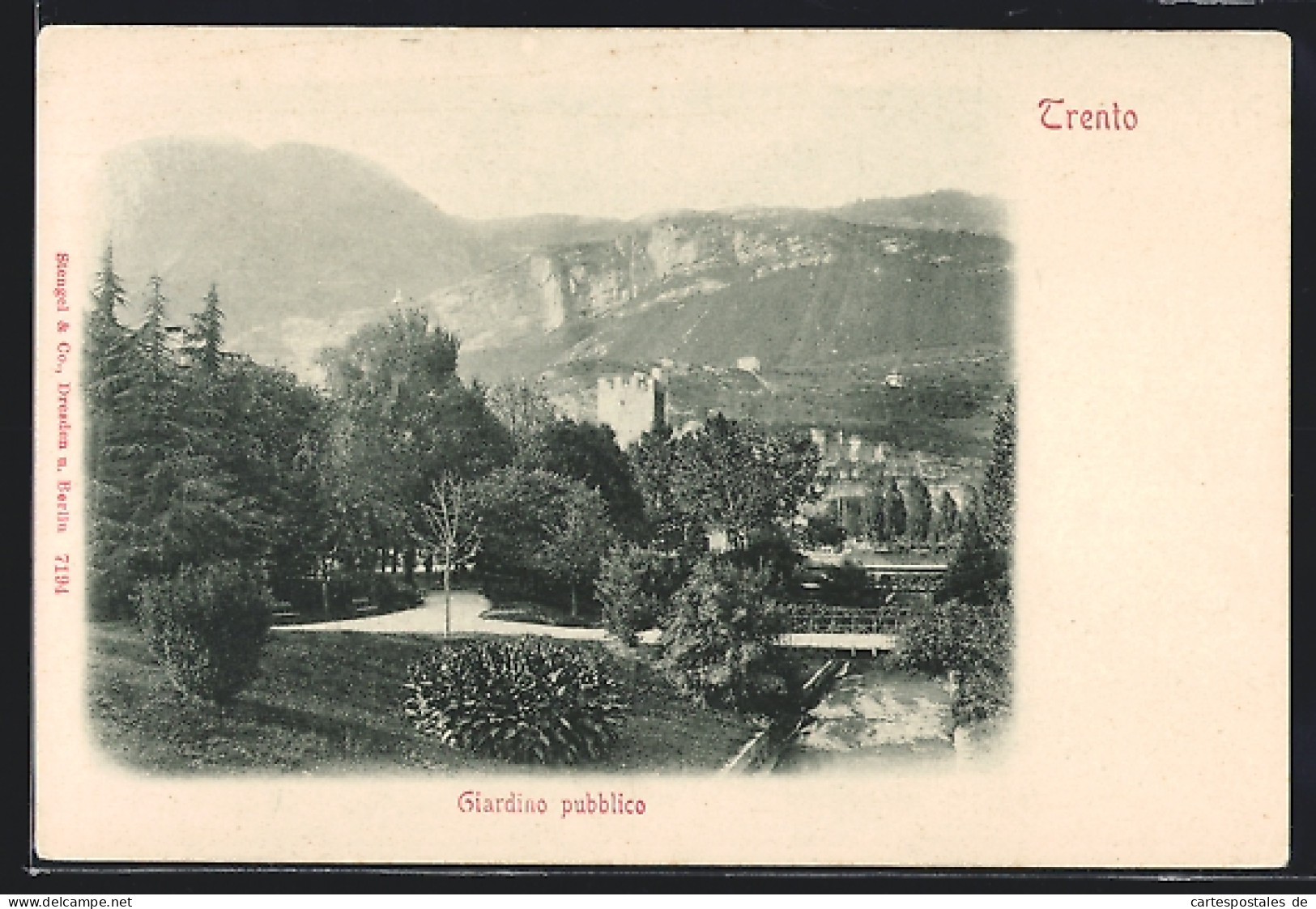 Cartolina Trento, Giardino Pubblico  - Trento