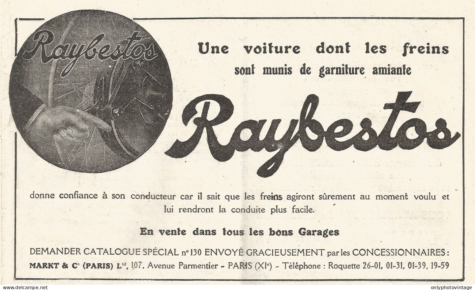 Freni RAYBESTOS - Pubblicitï¿½ Del 1926 - Old Advertising - Advertising