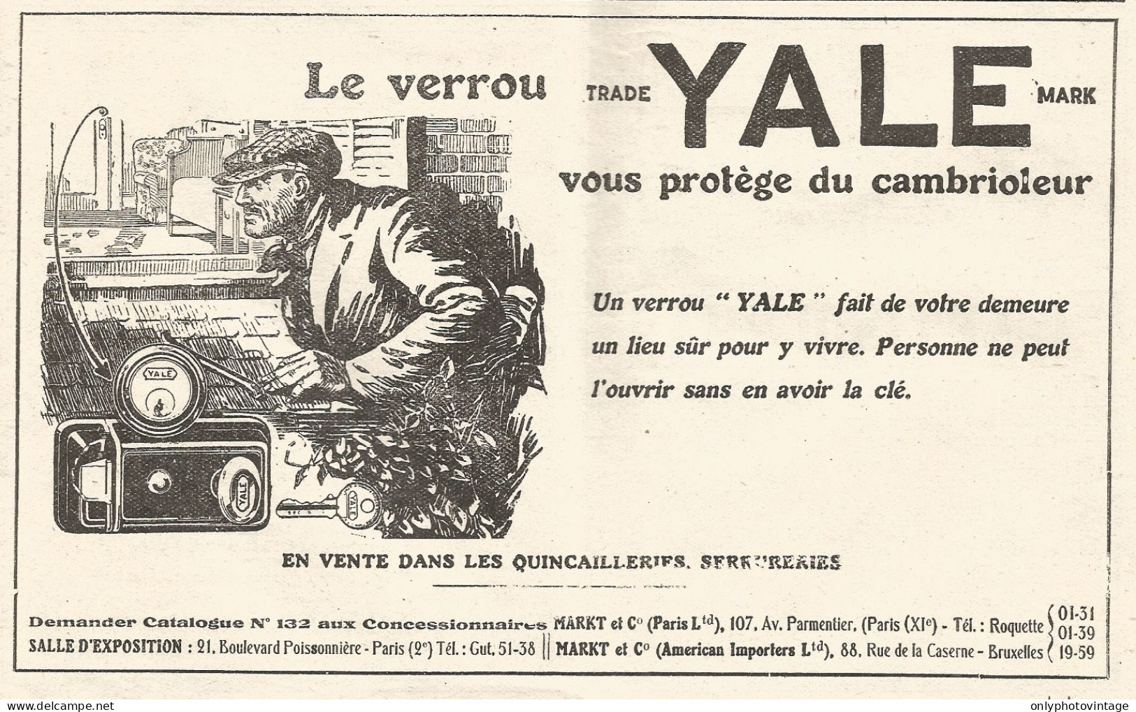 Serrature YALE - Illustrazione - Pubblicitï¿½ Del 1926 - Old Advertising - Advertising