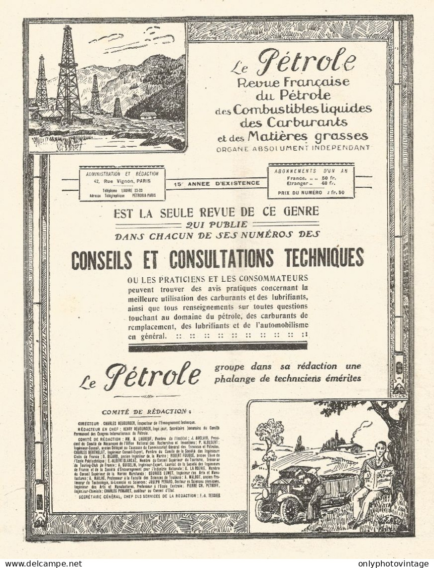 Le Pï¿½trol - Illustrazione - Pubblicitï¿½ Del 1926 - Old Advertising - Advertising